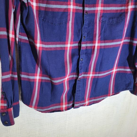 Lucky Brand Plaid Button Up Shirt Mens XL Blue Check Santa Fe Slim Fit Western - Picture 3 of 9